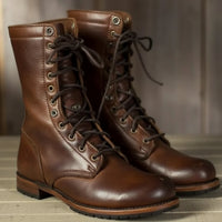 Sina | Damen Casual Runde Zehenpartie Schnürstiefel – Braun