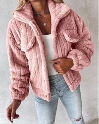 Teddy Damen Jacke Kurz | Kuschelig Stylisch – Rosa