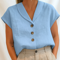 Emy™| Elegante unifarbene Bluse – Blau