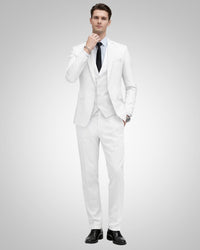 Simon | Herren Slim Fit Dreiteiliger Hochzeitsanzug – Weiß