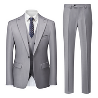 Herren Klassisch Stylisch Hochzeitsgast Anzug Set | Zweiteilig – Grau