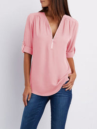 Langärmelige Lockere Bluse – Rosa