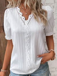 Émilie - Einfarbiges Damen-T-Shirt – Weiß