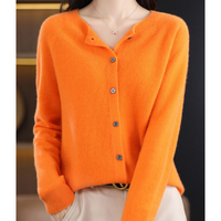 Miriam | Damen Bequem Woll Strickjacke – Orange