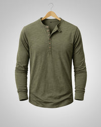 Sam | Herren Casual Henley Rundhalsshirt – Grün