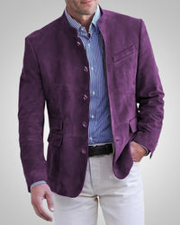 Andreas | Herren Klassische Wildleder-Blazerjacke – Lila