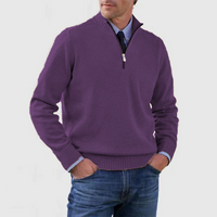 Herrenpullover mit halbem Reißverschluss – Dunkelviolett