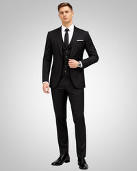 Simon | Herren Slim Fit Dreiteiliger Hochzeitsanzug – Schwarz