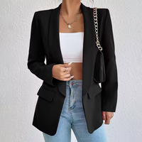 Damen-Blazer mit Langarmkonstruktion | sachliche Linienstruktur – Schwarz