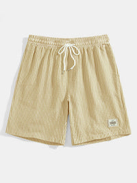 Herren Casual Elastisch Taille Gestreift Sommer Shorts – Gelb
