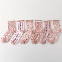 Jasmin | Vintage Socken – Gemischte Farben-Blumen 6 Paare