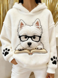 Eglantine – Kapuzen Sweatshirt Aus Flanell Mit Terrier Drucken – Weiß