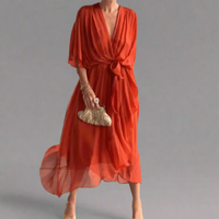 Isolde | Maxikleid aus Premiumstoff – Rotorange