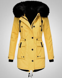Elena | Damen Gefütterte Winter Parka Jacke – Gelb
