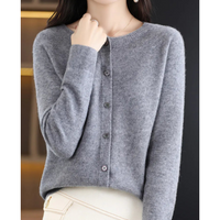 Miriam | Damen Bequem Woll Strickjacke – Grau