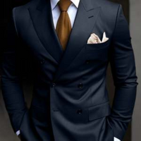 Zweireihiger Herren mit Sechs Knöpfen Hochzeitsgast Anzug | Elegant – Marine