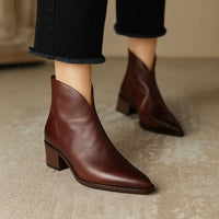 Christina - Damen Stiefeletten mit Niedrigem Blockabsatz – Braun