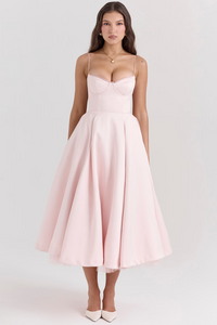 Luce - Satin-Tüll-Midikleid – ROSA
