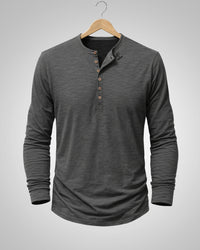 Sam | Herren Casual Henley Rundhalsshirt – Grau