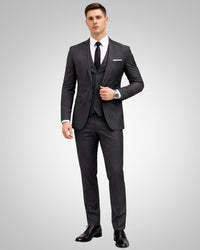 Simon | Herren Slim Fit Dreiteiliger Hochzeitsanzug – Grau