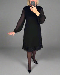 Swenthilda | Elegantes Herbstkleid mit Figur-Schmeichelndem Schnitt – Schwarz