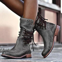 Agnes® | Lederstiefel – Grau