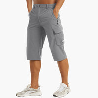 Herren Sommer Cargoshorts mit Stretchstoff und Reißverschlusstaschen – Hellgrau