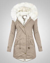 Nele | Damen Gefütterte Winter Parka Jacke – Khaki