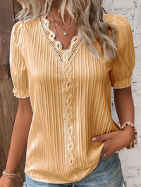 Émilie - Einfarbiges Damen-T-Shirt – Gelb