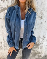 EDA - CORDJACKE MIT VERSTELLBARER KAPUZE – Blau