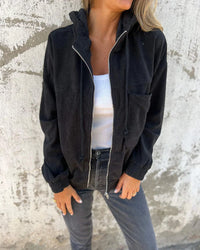 EDA - CORDJACKE MIT VERSTELLBARER KAPUZE – Schwarz