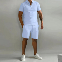 Herren Elegantes Polo- und Shorts-Set | Sommer – Hellblau