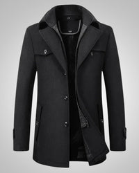 Michael | Herren Klassischer Winter Reißverschluss Mantel – Schwarz