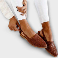 Jesselle - Gewebte Slingback-Ballerinas – Braun