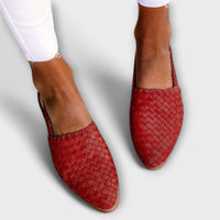 Jesselle - Gewebte Slingback-Ballerinas – Rot