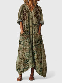 Ketzia – Elegantes Langes Kleid Mit Taschen – Grün