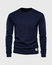 Eric | Herren Casual Slim Fit Langarm T-Shirt – Marine