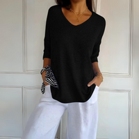 Heidi-Mode | Lockere V-Ausschnitt Pullover für Frauen – Schwarz