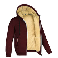 Heidi-Moden - Lässiger und Stilvoller Herbst Zip-Up Hoodie mit Fleece-Jacke für Männer – Bordeauxrot