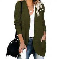 HANAE –  Long-cardigan mit retro-flair – Oliv