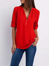 Langärmelige Lockere Bluse – Rot