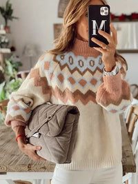 Pataraya | Geo-Chic-Pullover mit Kragen, elegant, Farbblock – Gemischte Farbe