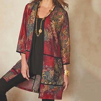 Heidi-Mode | Bluse Floral Print Lange Bluse – Rot