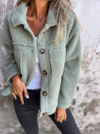 Dion | Kurze Jacke mit Revers – Grün