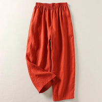 Amalia | Leichte Sommerhose aus Baumwolle & Leinen – Orange