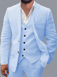 James | Premium Leinen Anzug Set für Herren – Himmelblau