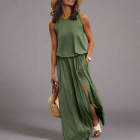 Wolff | Elegantes Maxi-Kleid für Damen – Dunkelgrün