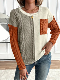 SCHICKER FARBBLOCK RUNDHALS-PULLOVER FÜR DAMEN | MODERN, VIELSEITIG, KOMFORTABEL – Rot Orange