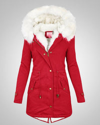 Nele | Damen Gefütterte Winter Parka Jacke – Rot