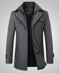 Michael | Herren Klassischer Winter Reißverschluss Mantel – Grau